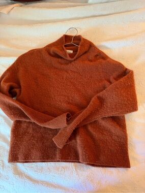 Wilfred Cashmere Cozy Rust Orange Mock Neck Sweater